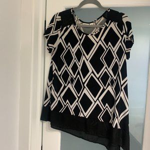 CATO Black and White Professional Work Blouse Size M